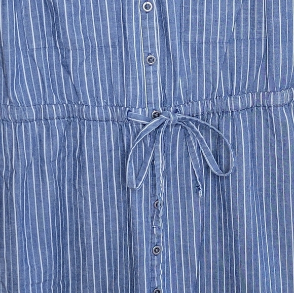 Old Navy | Chambray Blue Striped Button Front Sleeveless Dress Size Small - Picture 5 of 6